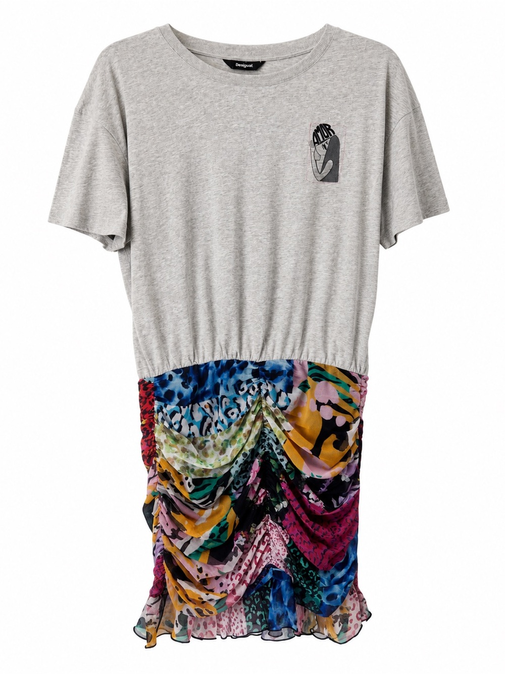 Desigual Mixed Media Ruched Dress
